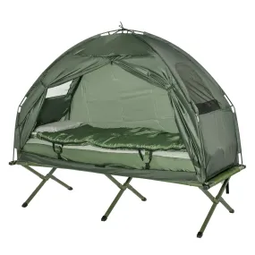 1 person Foldable Camping TentWithSleeping Bag Air Mattress Outdoor Hiking Picnic Bed cotWithFoot Pump