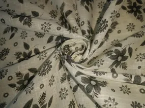 100% Cotton slub Fabric Print ,cream and black floral and paisleys 44" wide [15596]