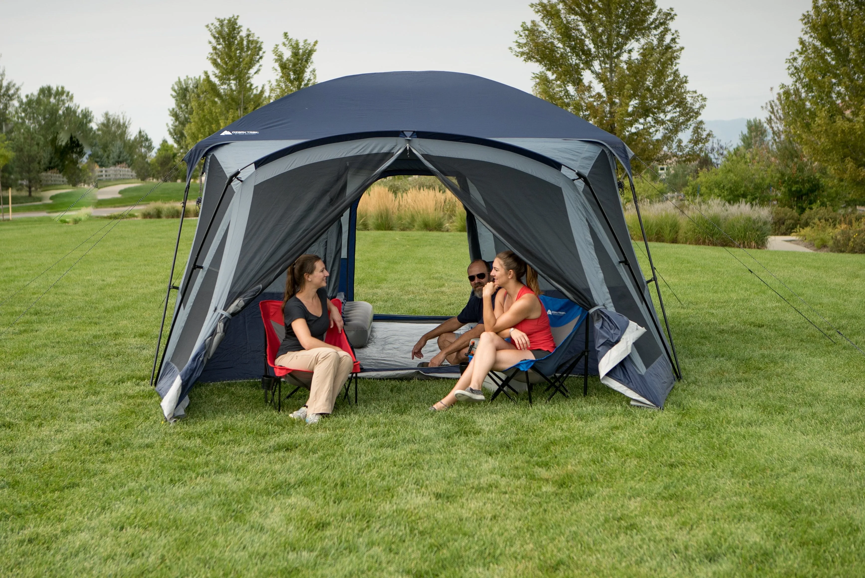 12-Person Cabin Tent With Screen Porch and 2 Entrances