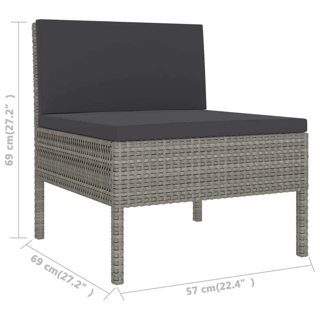 12 Piece Garden Lounge Set with Cushions Poly Rattan Grey