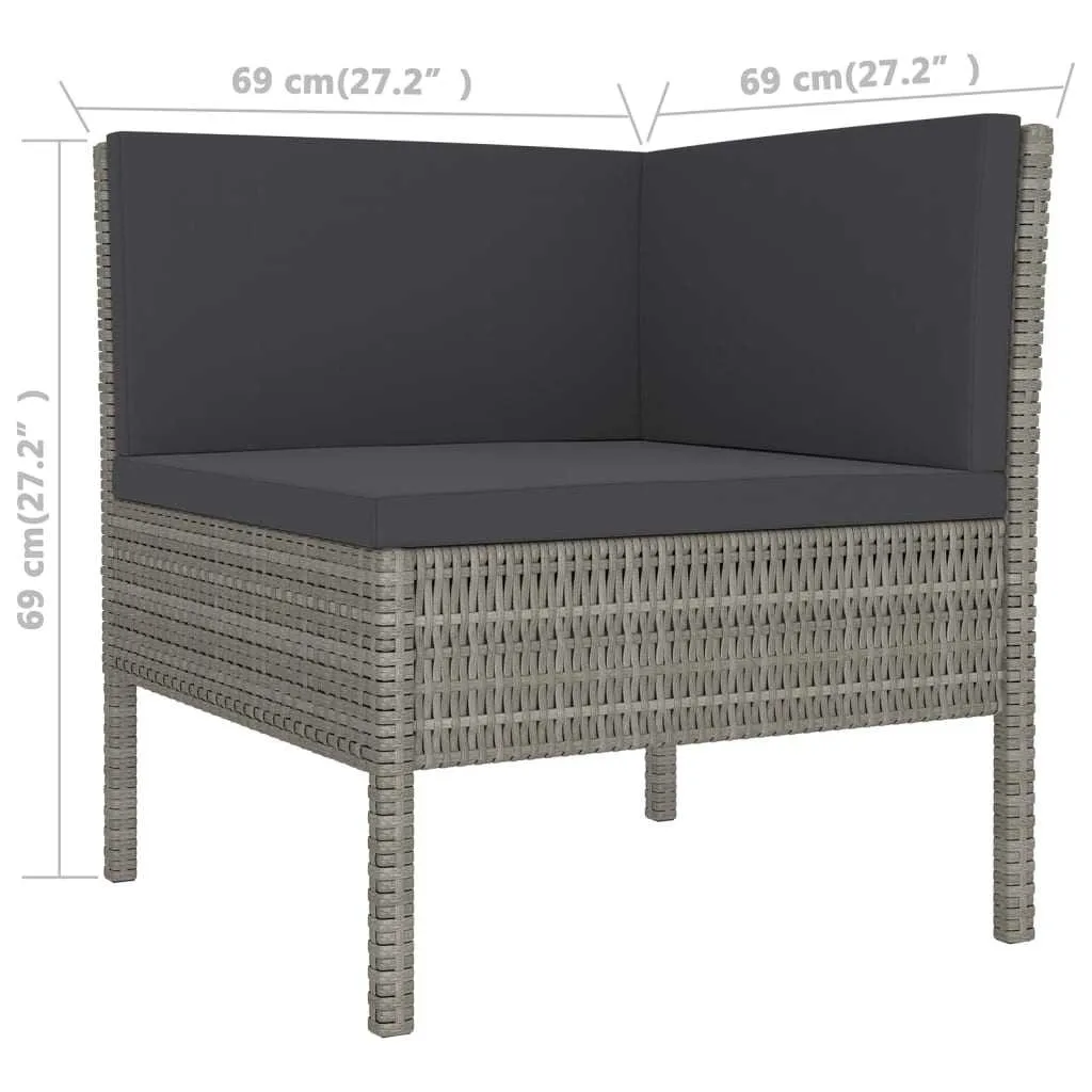 12 Piece Garden Lounge Set with Cushions Poly Rattan Grey