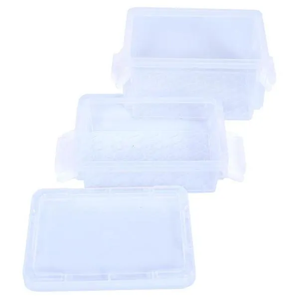 2 Pack Transparent Lockable Container - 11cm x 8cm x 3.5cm x 5.5cm