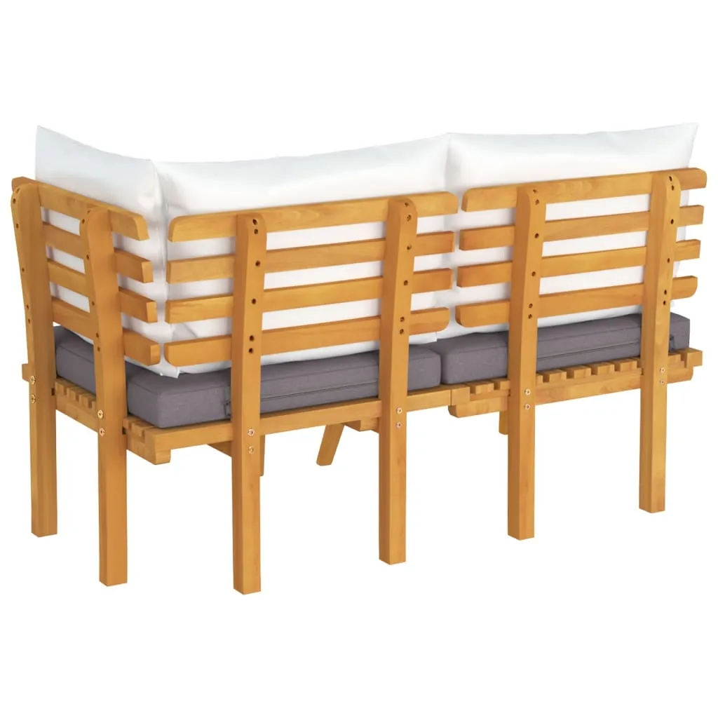 2 Piece Patio Lounge Set With Cushions Solid Acacia Wood