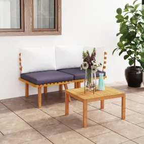 2 Piece Patio Lounge Set With Cushions Solid Acacia Wood