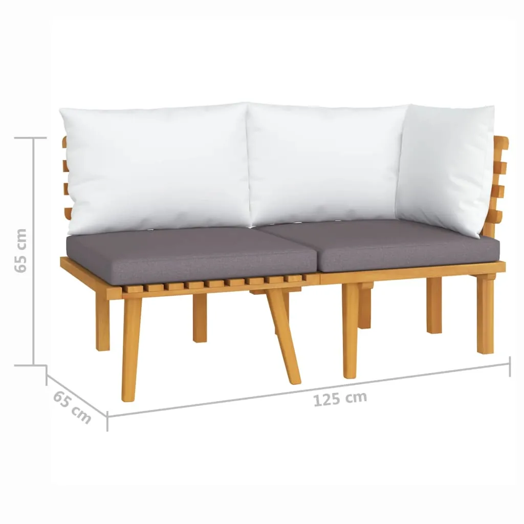 2 Piece Patio Lounge Set With Cushions Solid Acacia Wood