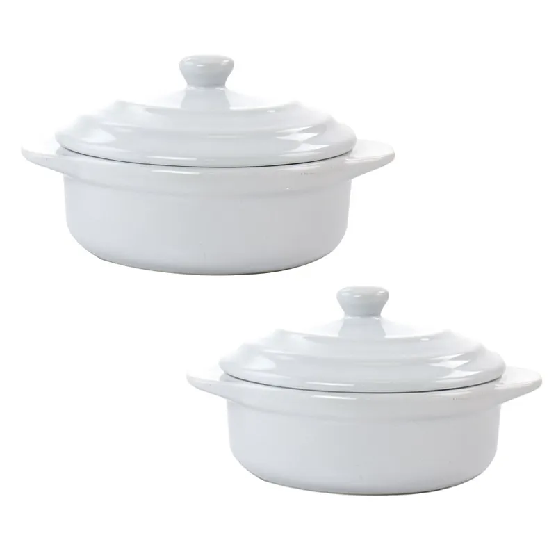2Pcs 1400Ml  950Ml Ceramic Pot With Lid