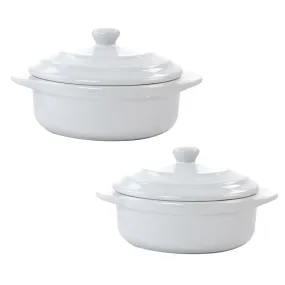 2Pcs 1400Ml  950Ml Ceramic Pot With Lid