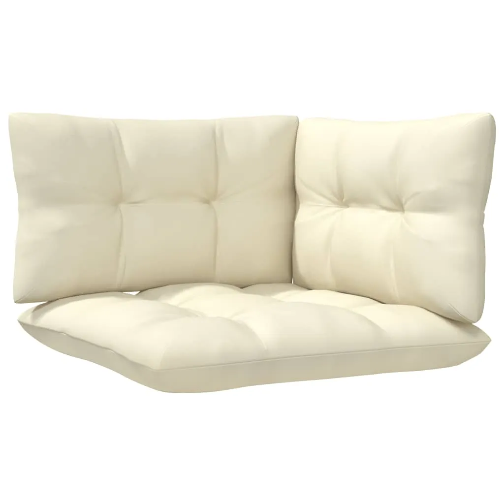 3 Piece Patio Lounge Set with Cream Cushions Solid Pinewood