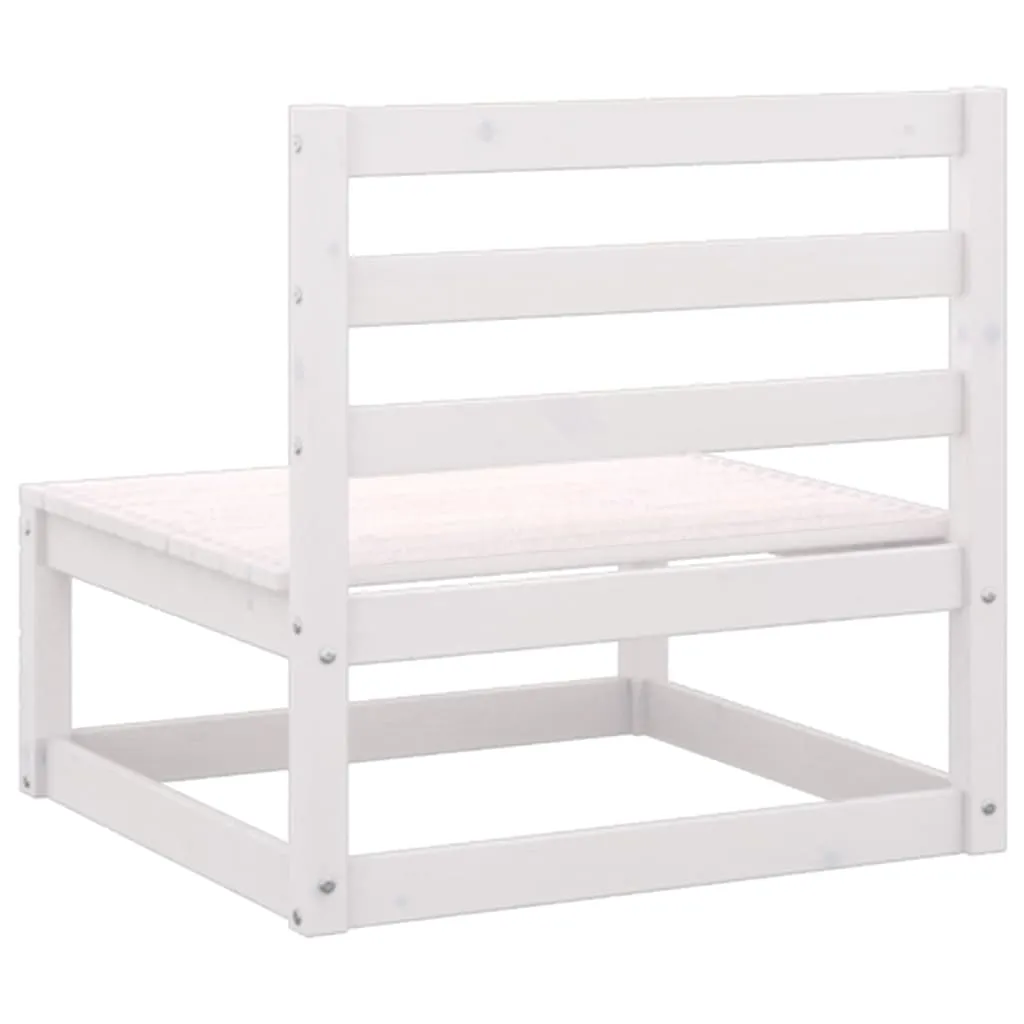 3 Piece Patio Lounge Set with Cushions White Solid Wood Pine