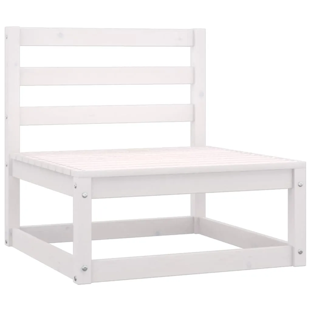 3 Piece Patio Lounge Set with Cushions White Solid Wood Pine
