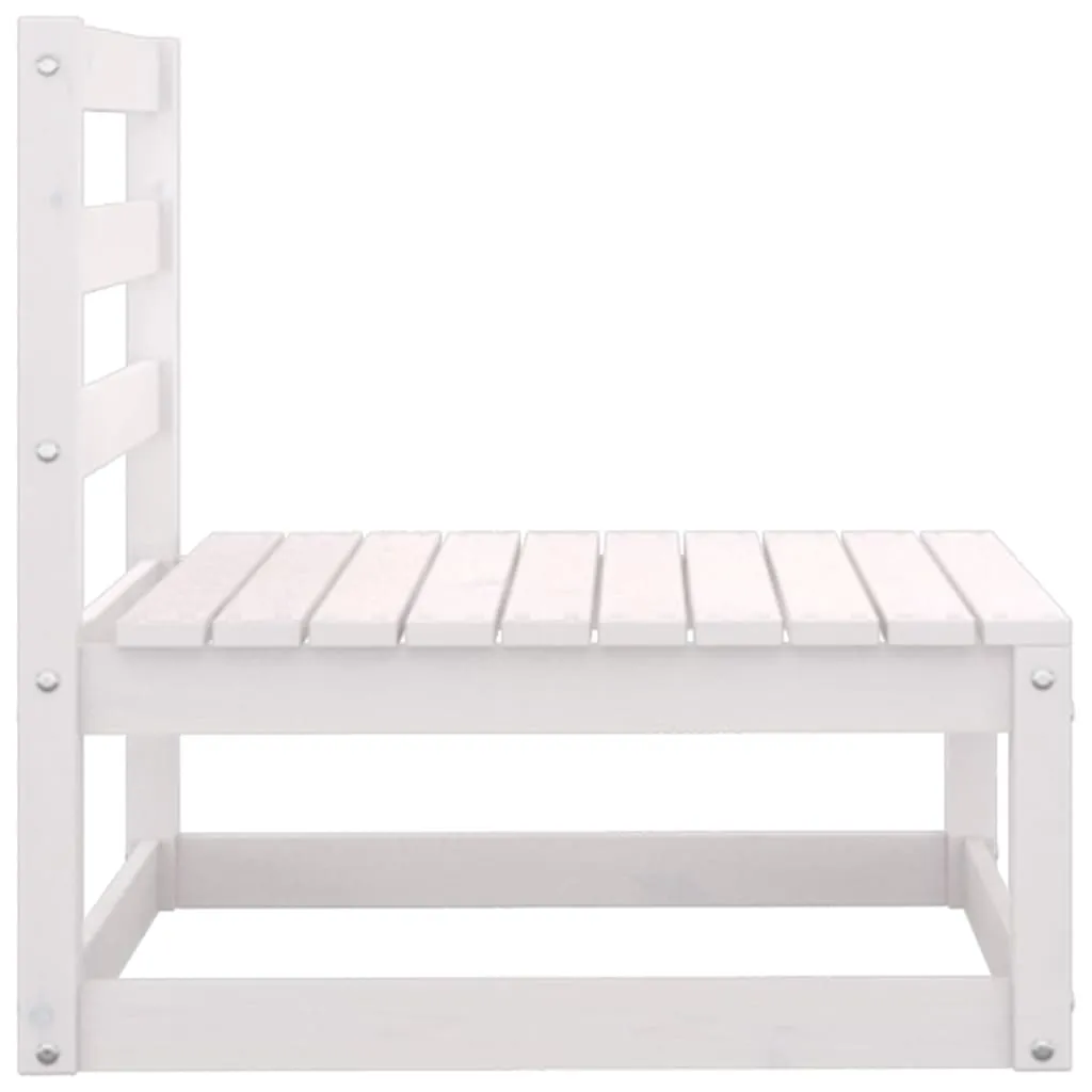 3 Piece Patio Lounge Set with Cushions White Solid Wood Pine