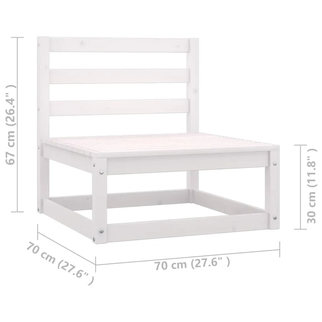 3 Piece Patio Lounge Set with Cushions White Solid Wood Pine