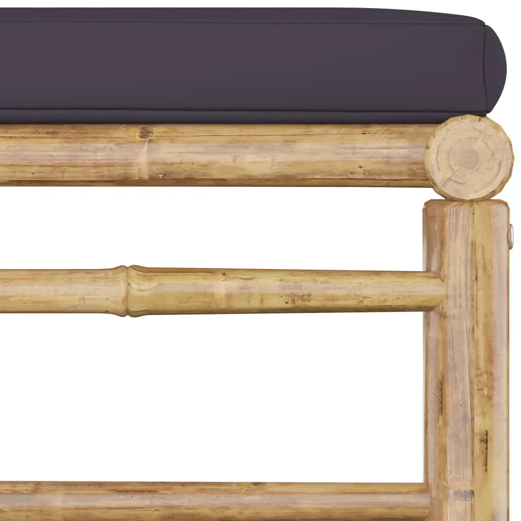 3 Piece Patio Lounge Set with Dark Gray Cushions Bamboo