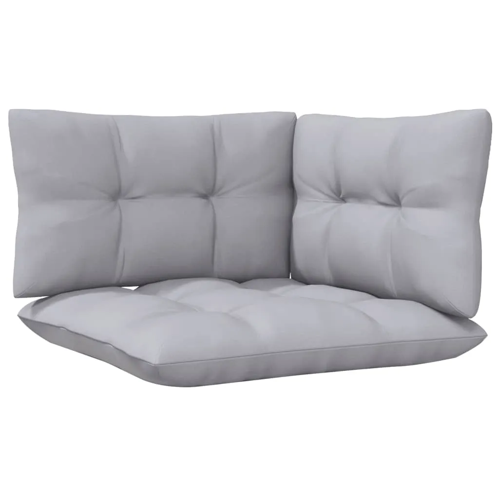 3 Piece Patio Lounge Set with Gray Cushions Solid Pinewood