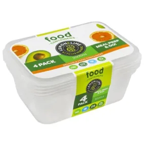 4 Pack Disposable Rectangle Food Containers - 2L