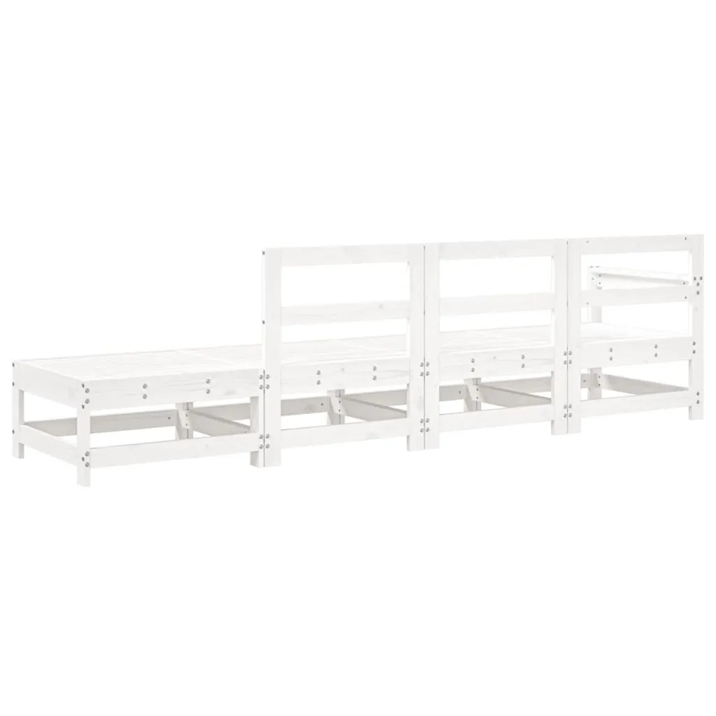 4 Piece Patio Lounge Set White Solid Wood Pine