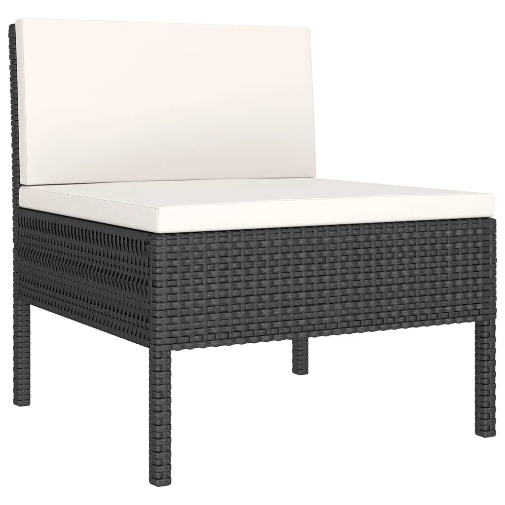 5 Piece Patio Lounge Set With Cushions Poly Rattan Black