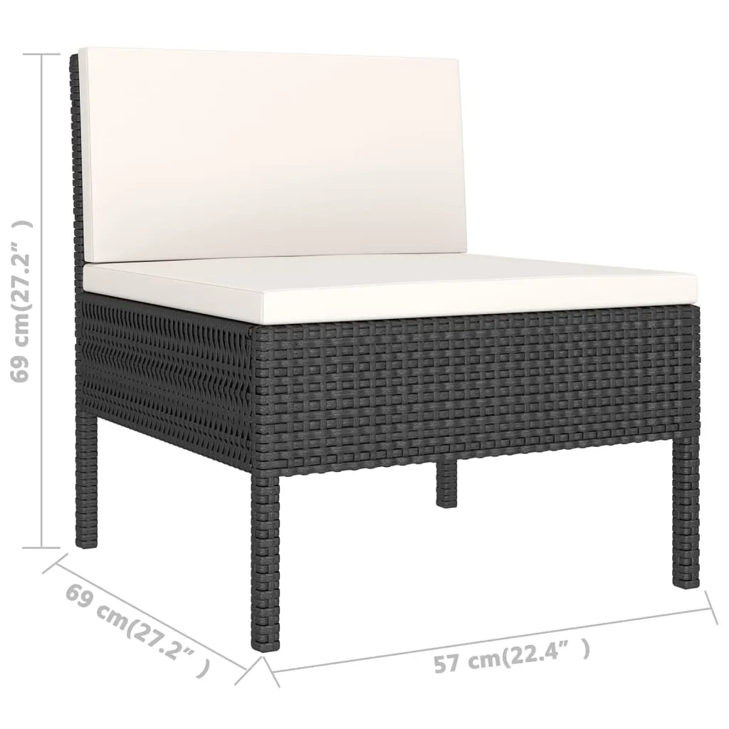 5 Piece Patio Lounge Set With Cushions Poly Rattan Black