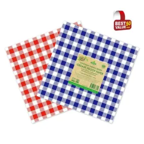 50 Pack Gingham Tartan Series Grease Proof Paper - 25cm x 25cm
