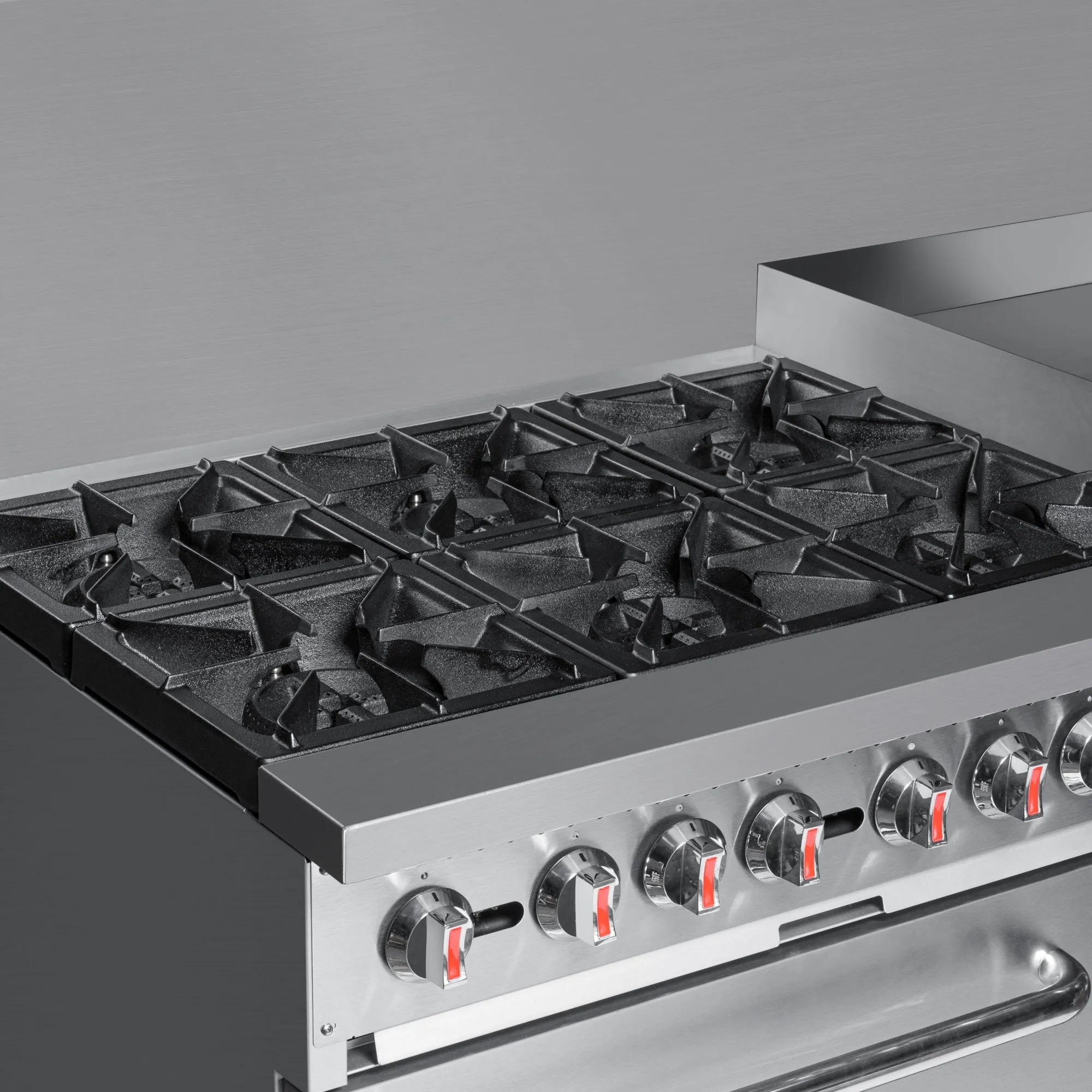 60 in. 6 Burner Commercial LP Range with 24 in. Griddle in Stainless-Steel (KM-CRG60-LP)