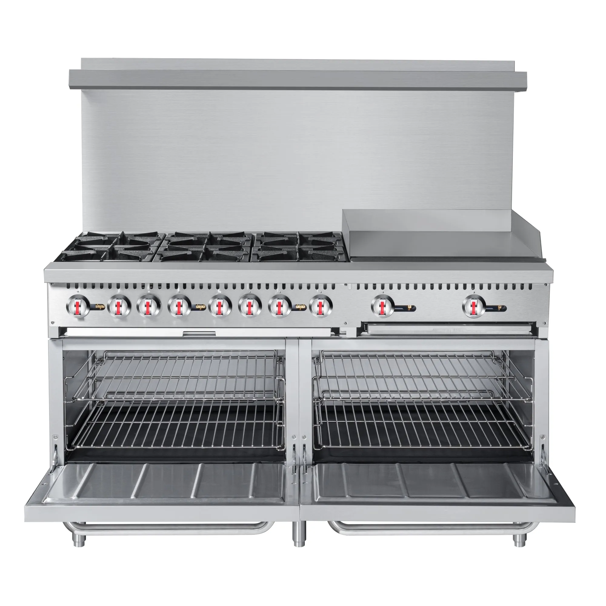 60 in. 6 Burner Commercial LP Range with 24 in. Griddle in Stainless-Steel (KM-CRG60-LP)