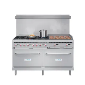 60 in. 6 Burner Commercial LP Range with 24 in. Griddle in Stainless-Steel (KM-CRG60-LP)