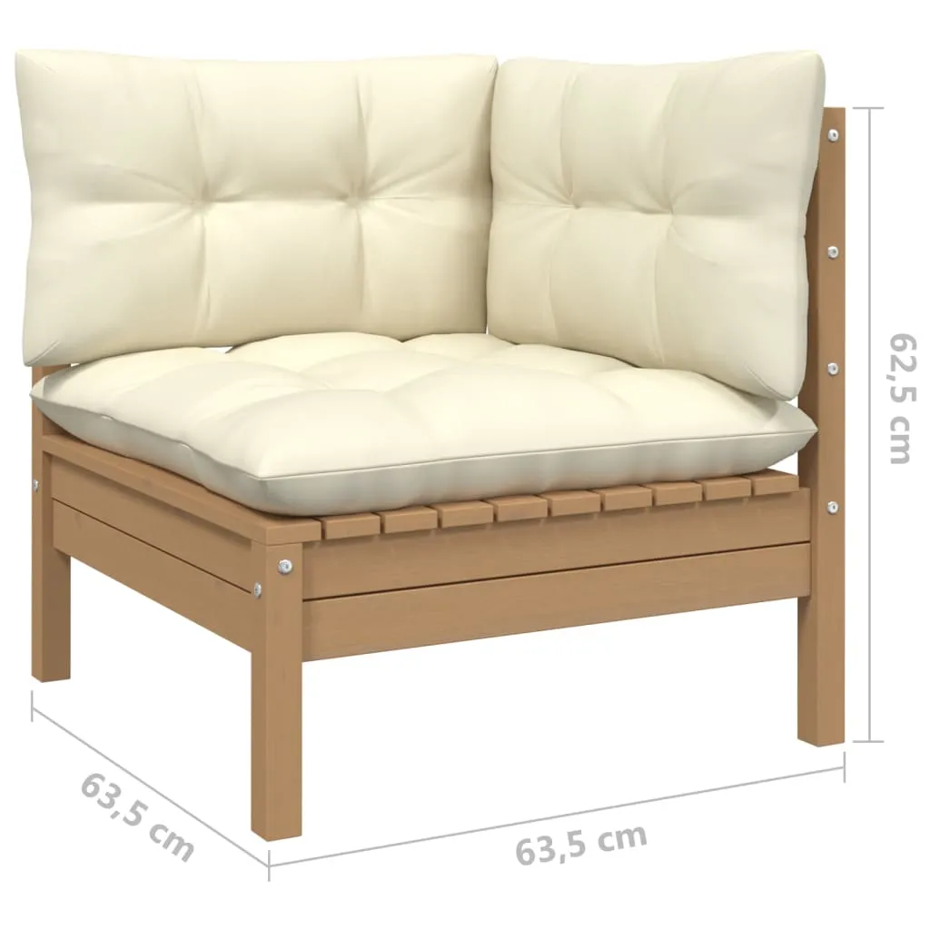 9 Piece Garden Lounge Set with Cushions Honey Brown Pinewood