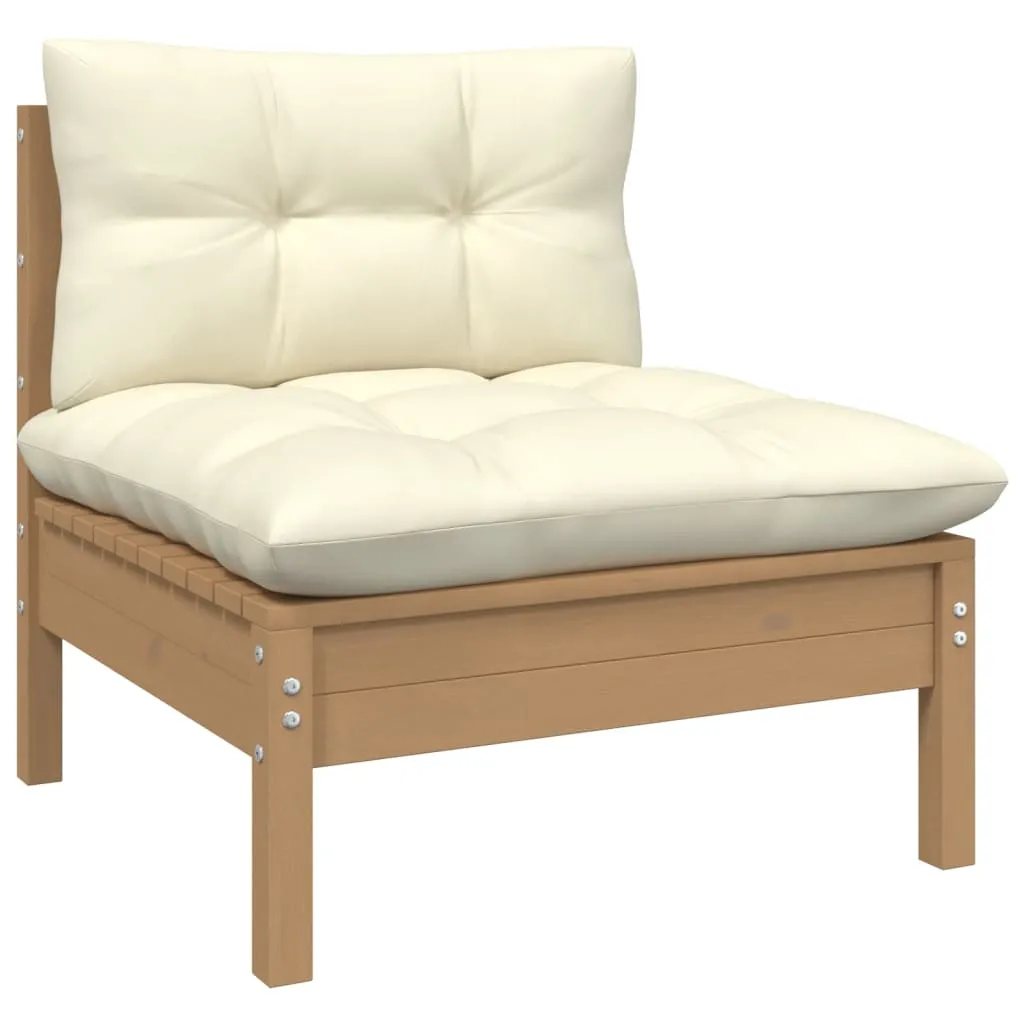 9 Piece Garden Lounge Set with Cushions Honey Brown Pinewood