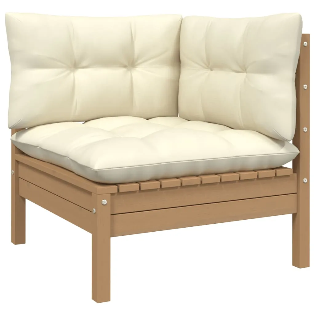 9 Piece Garden Lounge Set with Cushions Honey Brown Pinewood