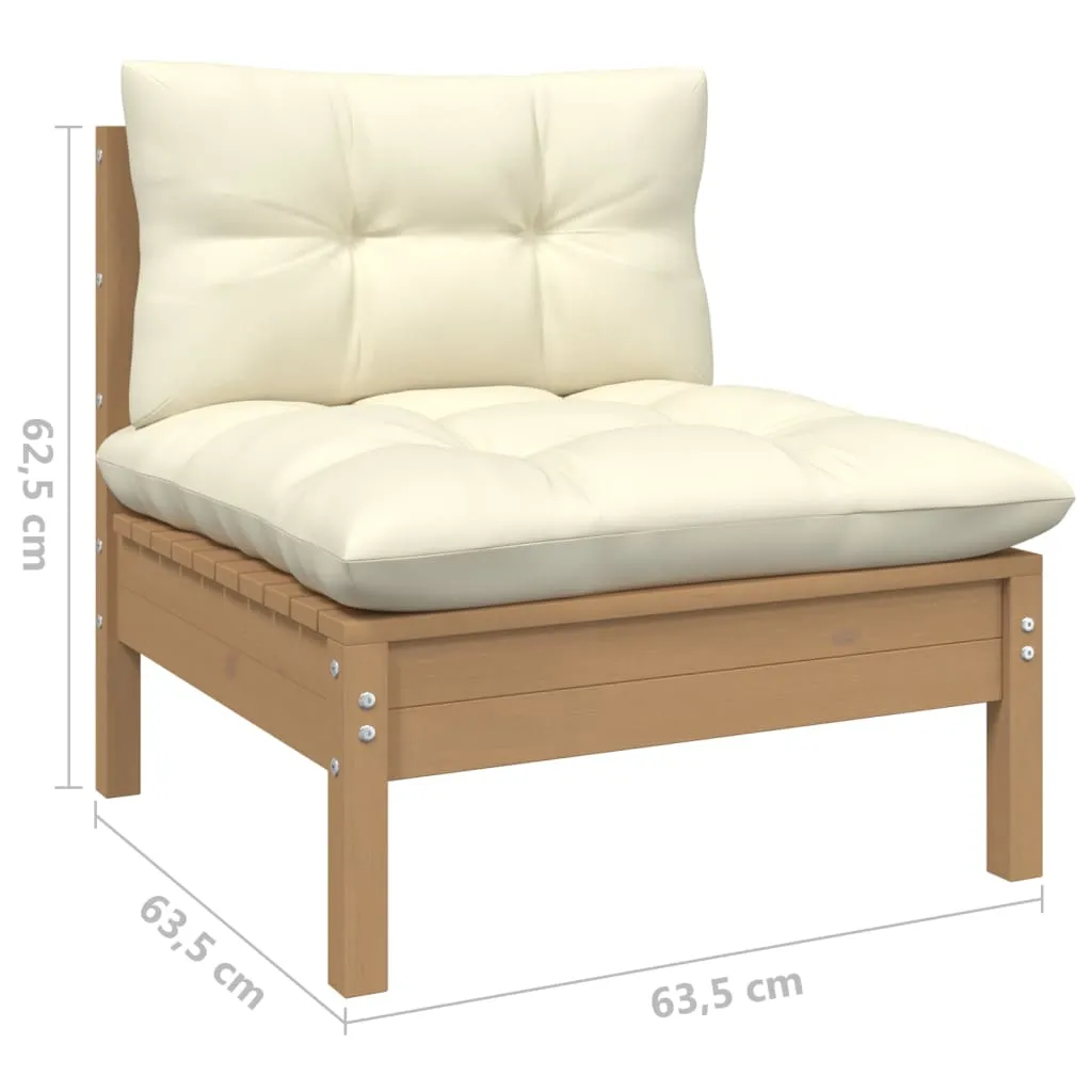 9 Piece Garden Lounge Set with Cushions Honey Brown Pinewood