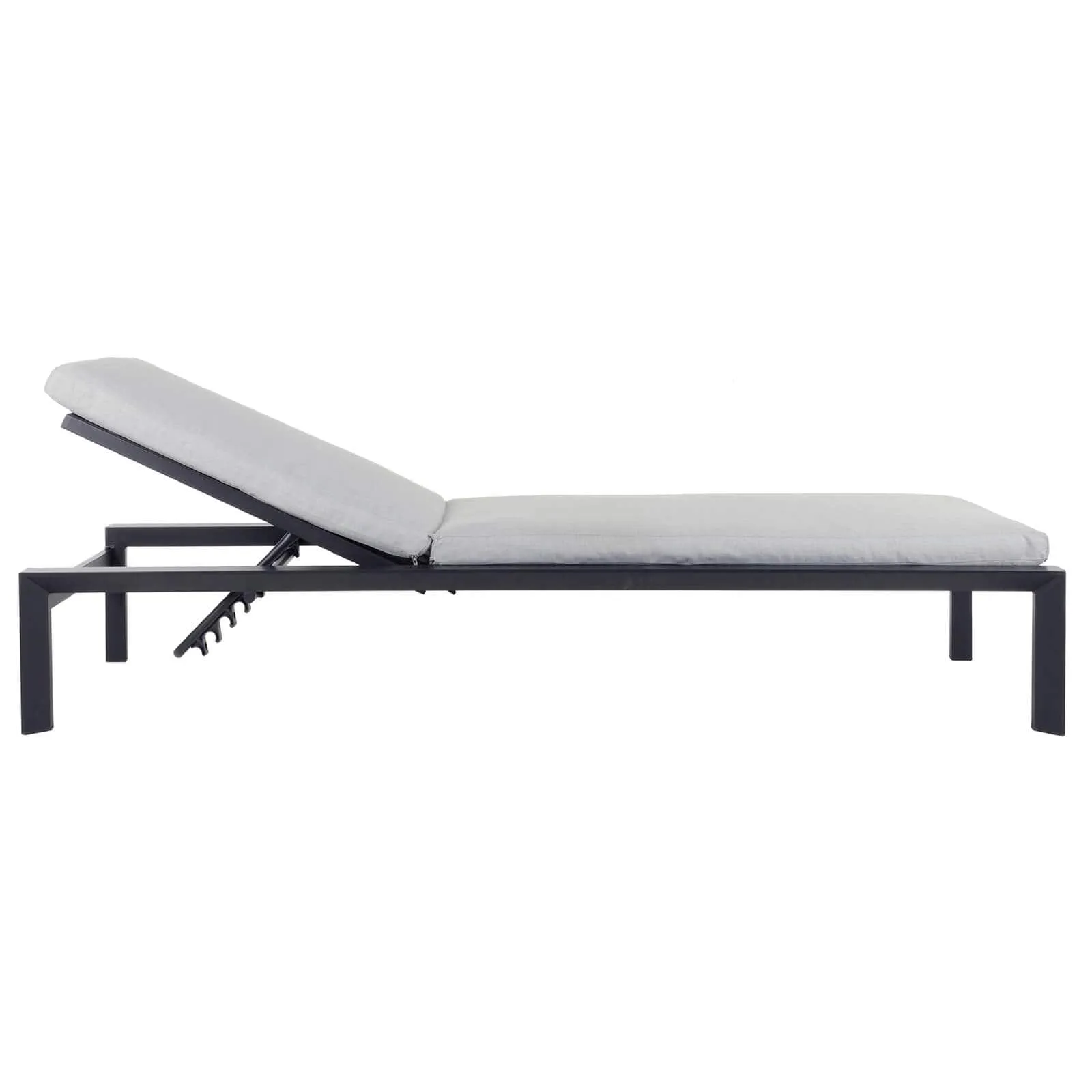 Azuma Grey Sun Lounger Set Garden Recliners Table Aluminium