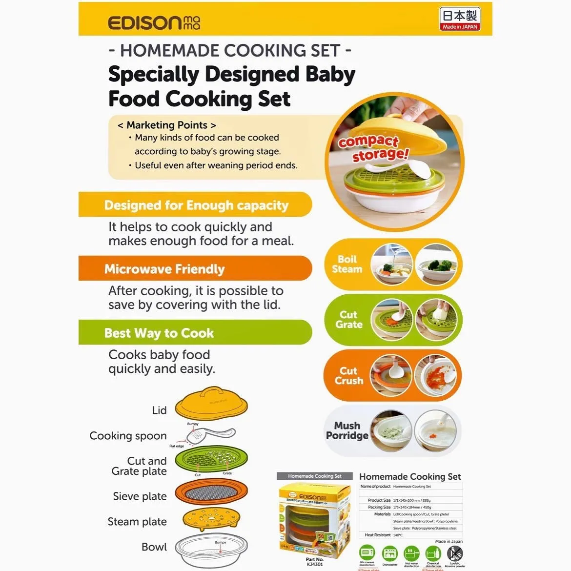 Baby food cooking set