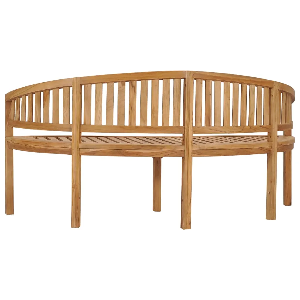 Banana Bench Outdoor Patio Banana Bench with Armrest Solid Wood Teak