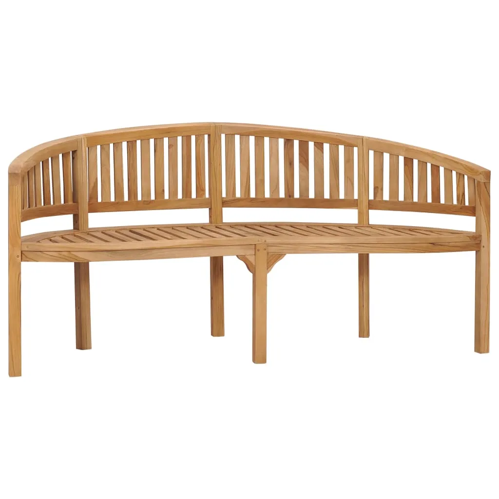 Banana Bench Outdoor Patio Banana Bench with Armrest Solid Wood Teak