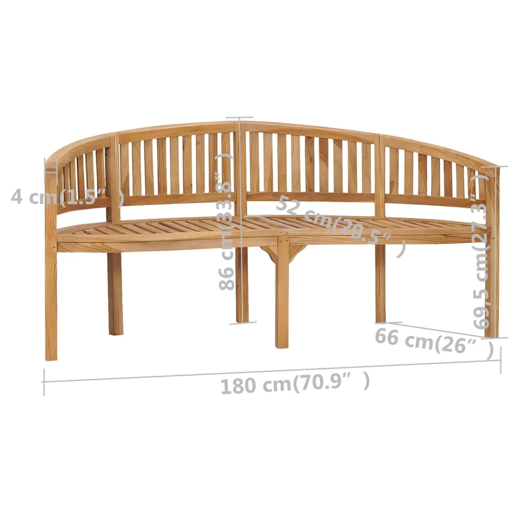 Banana Bench Outdoor Patio Banana Bench with Armrest Solid Wood Teak