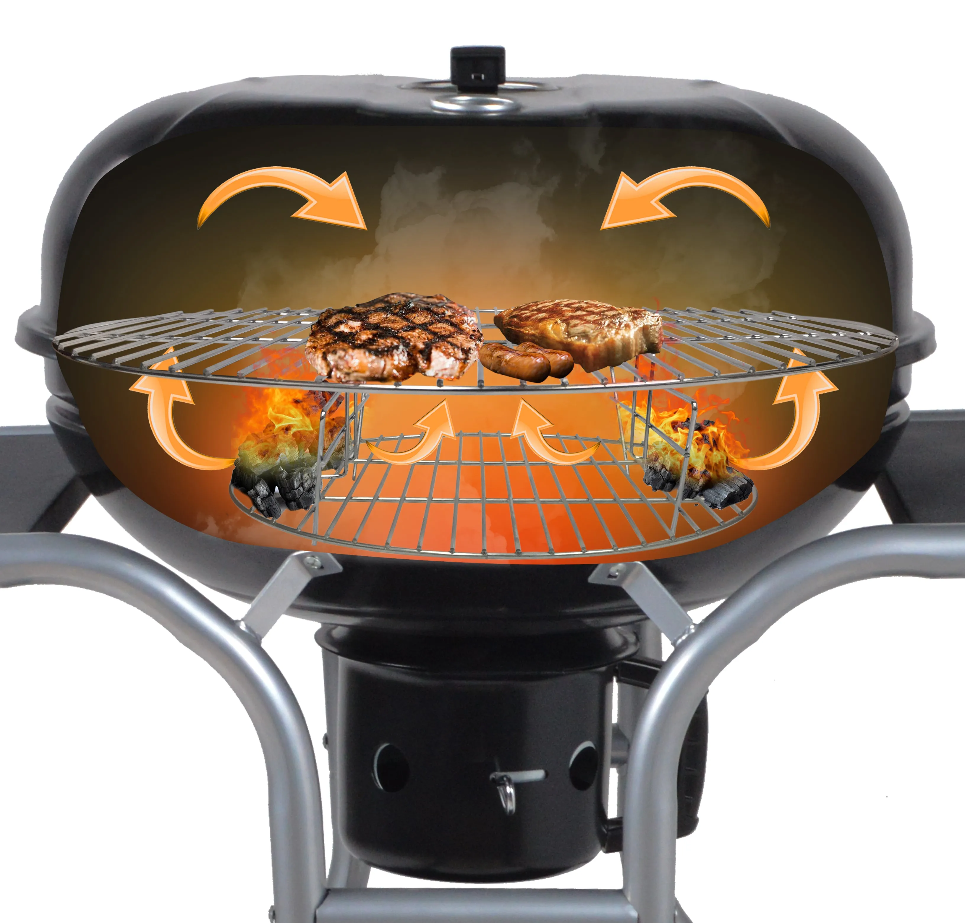 Big Bad Charcoal BBQ Grill – Large Size Barbeque Grill for Outdoor Cooking – Cooking Area 21” Diameter
