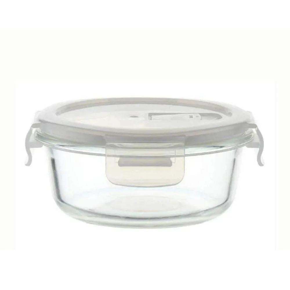 Borosilicate Glass Round Food Storage Container with Lid | 380 ml | Single