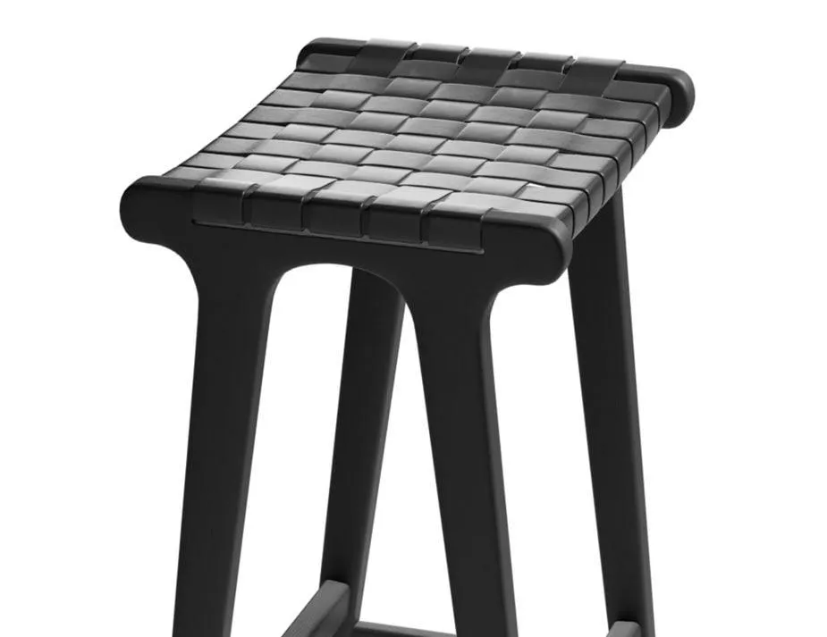 Brooklyn Backless Stool - Woven Black Seat / Black Frame