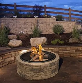 Cast Stone Wood Burning Fire Pit 35" Diameter Steel Base