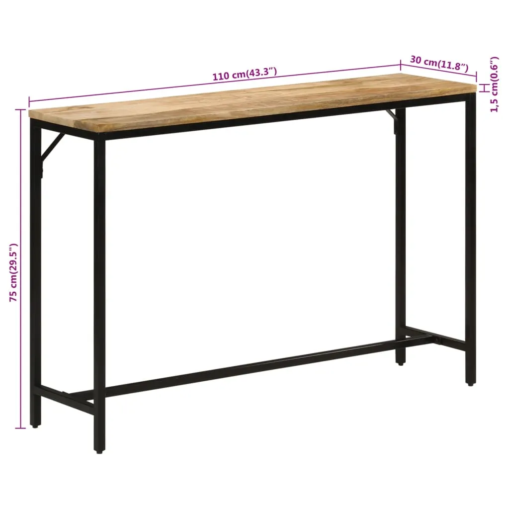 Console Table 110x30x75 cm Solid Rough Mango Wood and Iron