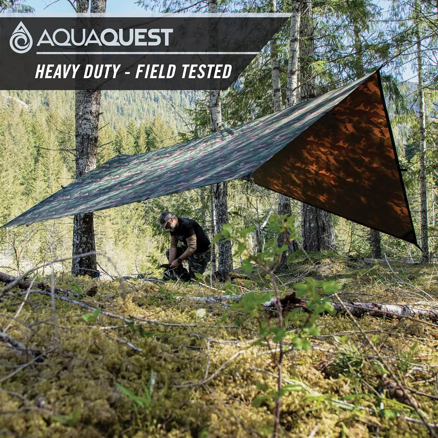 Defender Camping Tarp - Heavy Duty Tent Shelter or Rain Fly - Waterproof Camping Essentials for Hiking, Bushcraft & Hammock