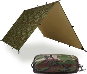 Defender Camping Tarp - Heavy Duty Tent Shelter or Rain Fly - Waterproof Camping Essentials for Hiking, Bushcraft & Hammock