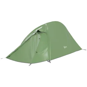 Double Layer Camping Tent 1-2 Man Backpacking Tent with Carry Bag 2000mm Waterproof and Lightweight Green