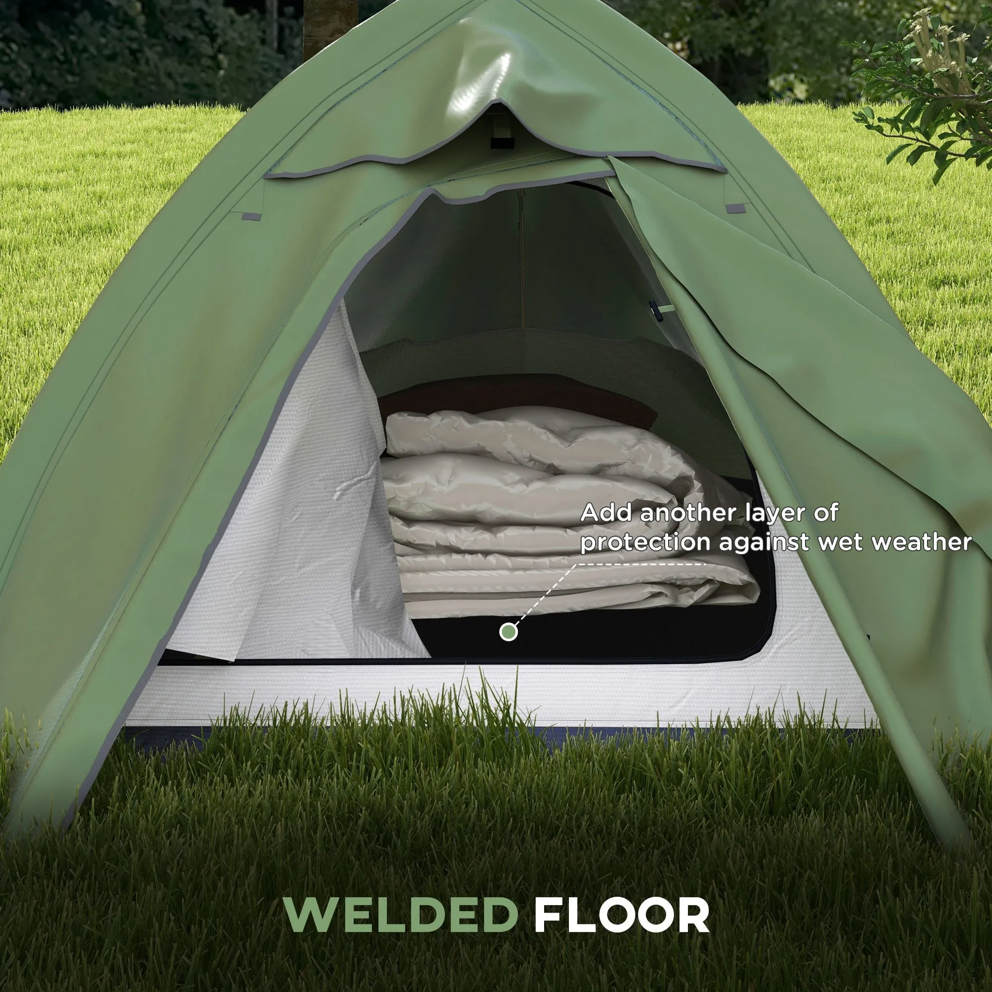 Double Layer Camping Tent 1-2 Man Backpacking Tent with Carry Bag 2000mm Waterproof and Lightweight Green