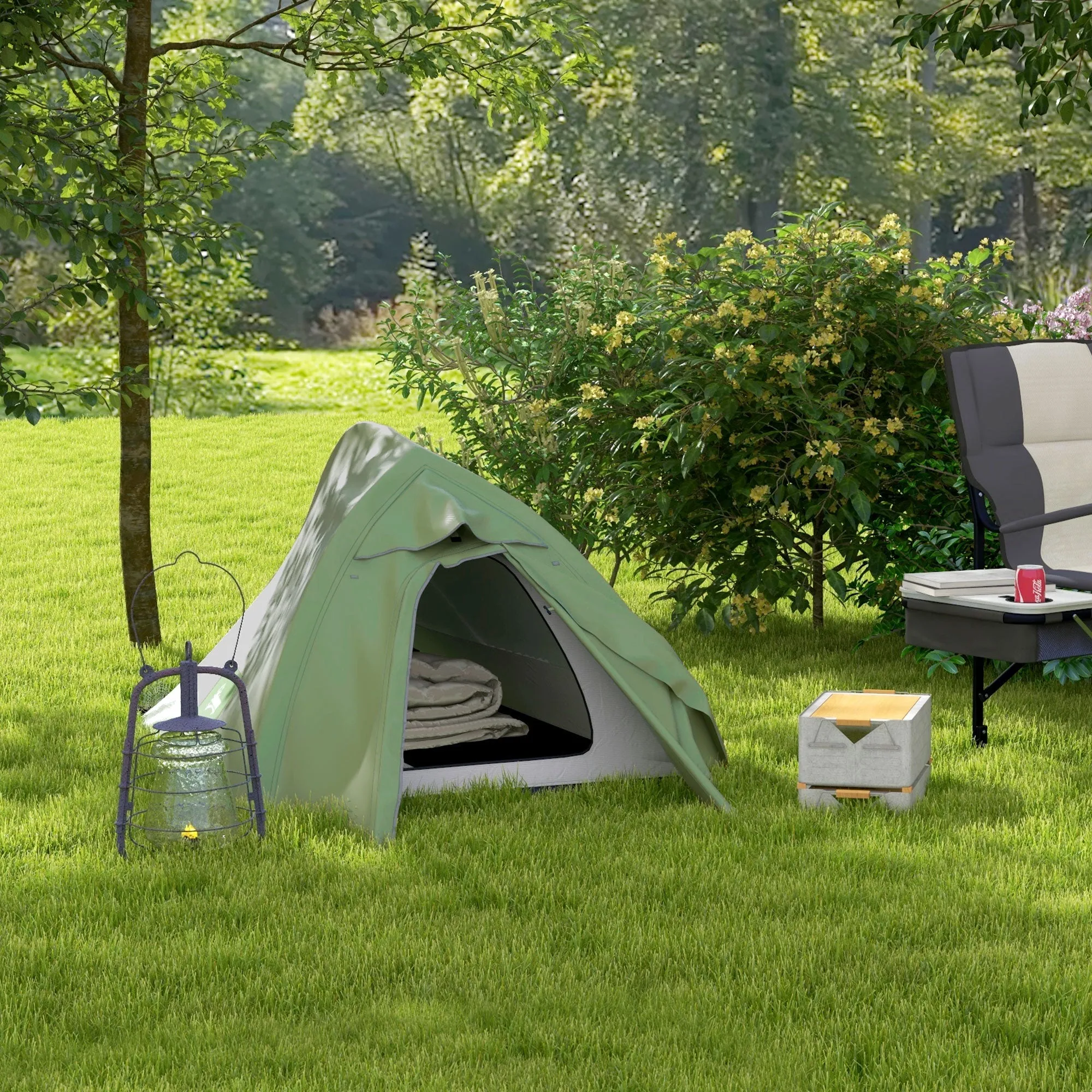 Double Layer Camping Tent 1-2 Man Backpacking Tent with Carry Bag 2000mm Waterproof and Lightweight Green