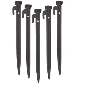 Fitfix Tent Stakes (Black, Pack of 10) | Ground Pegs Heavy Duty and Larger Durable Spike Hook