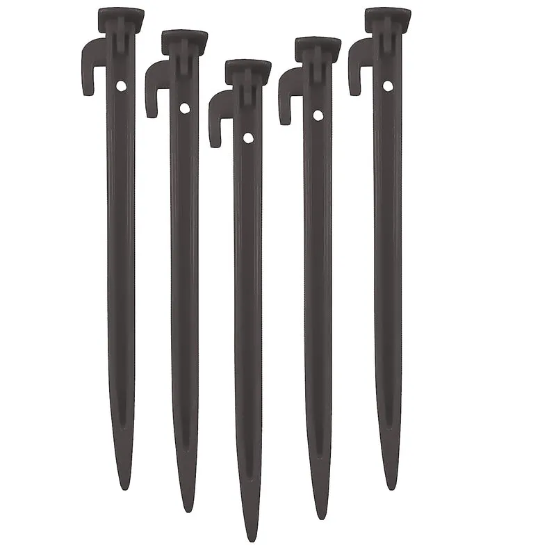 Fitfix Tent Stakes (Black, Pack of 10) | Ground Pegs Heavy Duty and Larger Durable Spike Hook