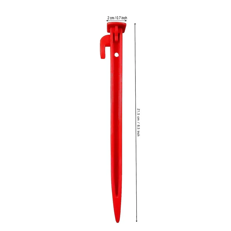 Fitfix Tent Stakes (Red, Pack of 10) | Ground Pegs Heavy Duty and Larger Durable Tent Pegs Spike Hook
