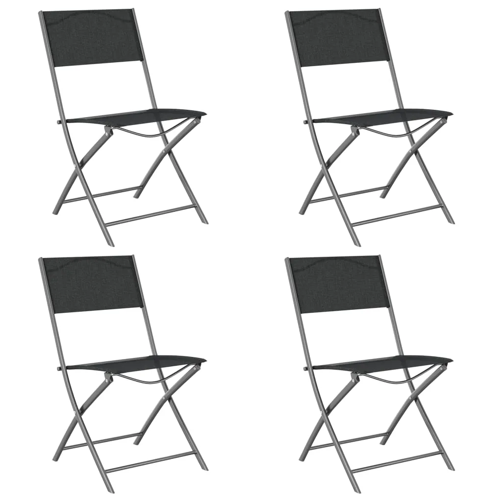Folding Outdoor Chairs 4 pcs Black Steel and Textilene