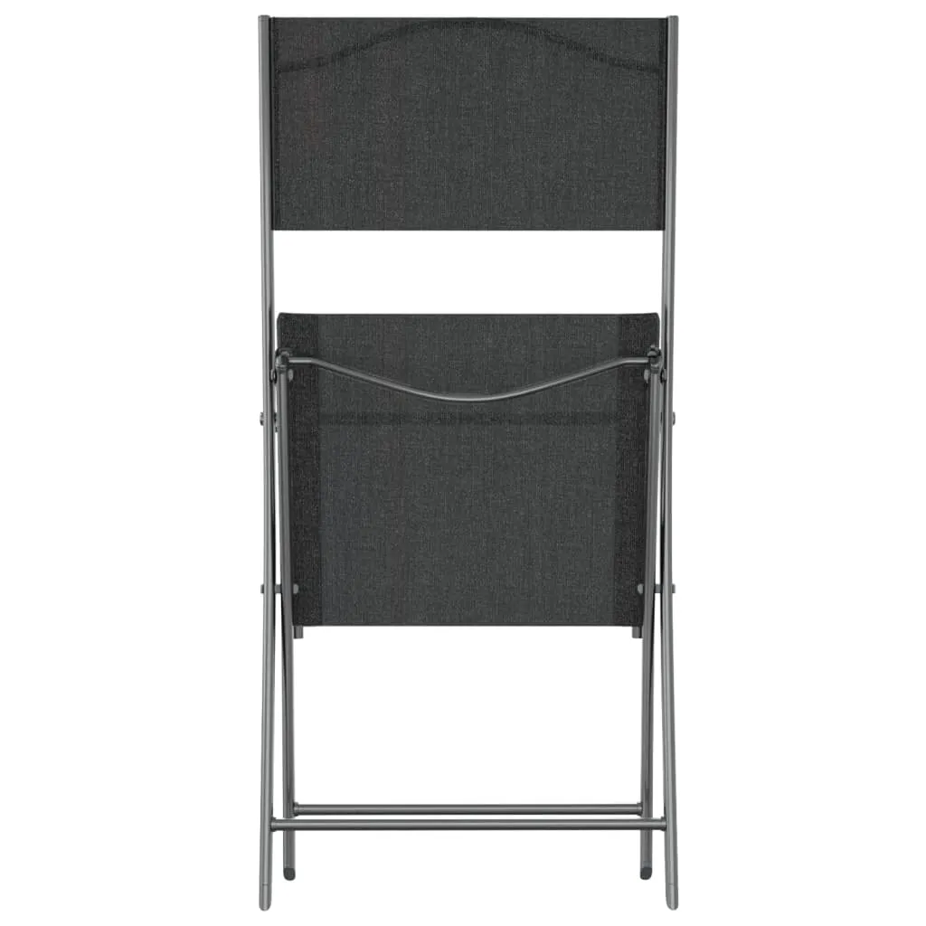 Folding Outdoor Chairs 4 pcs Black Steel and Textilene